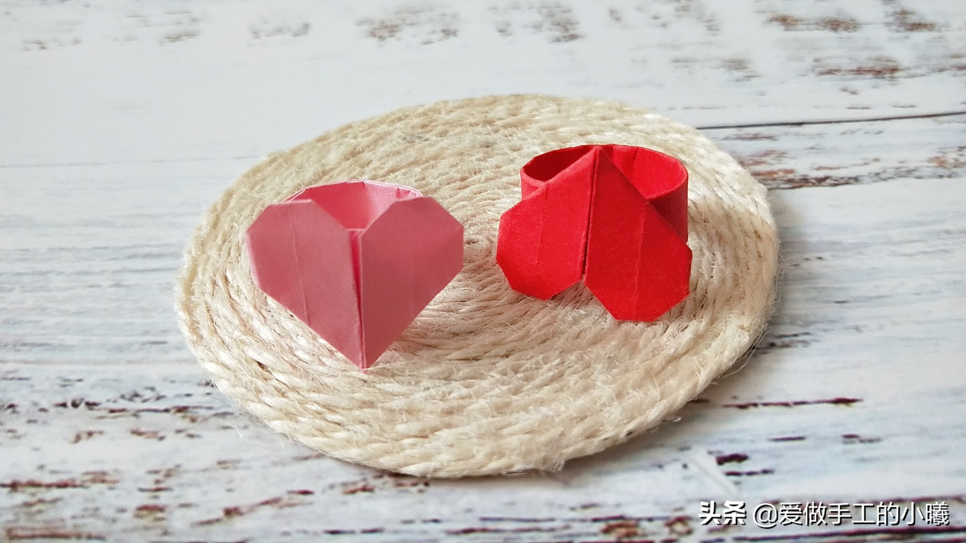 手工折纸爱心戒指简单又好看,折纸戒指简单方法大全图解