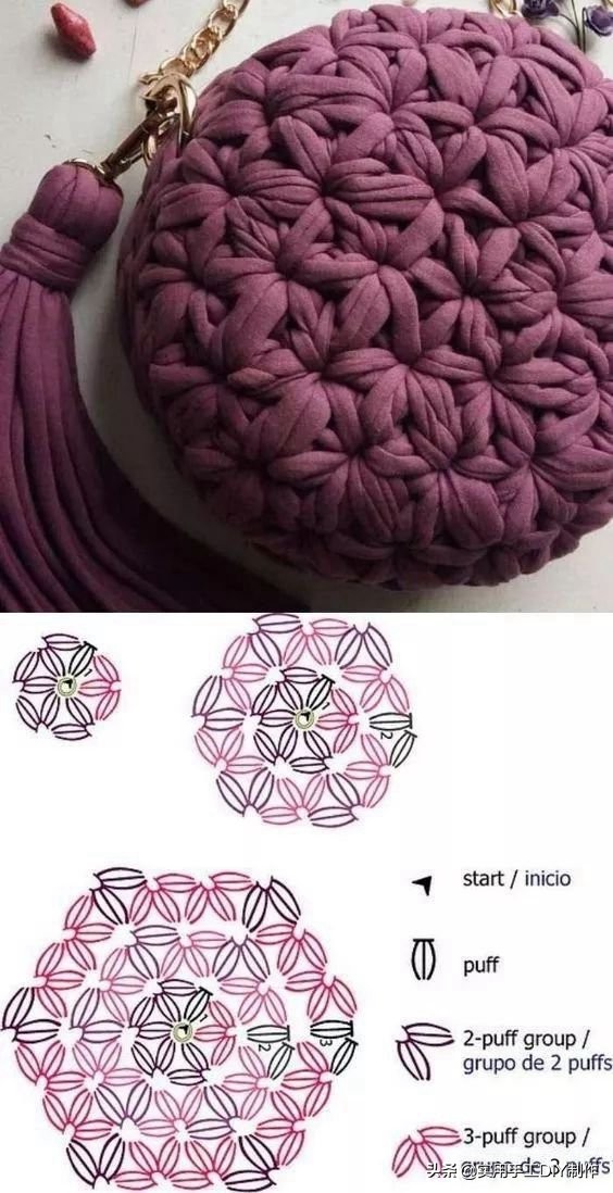 各种圆包包的钩织教程,多种漂亮包包的钩织图解