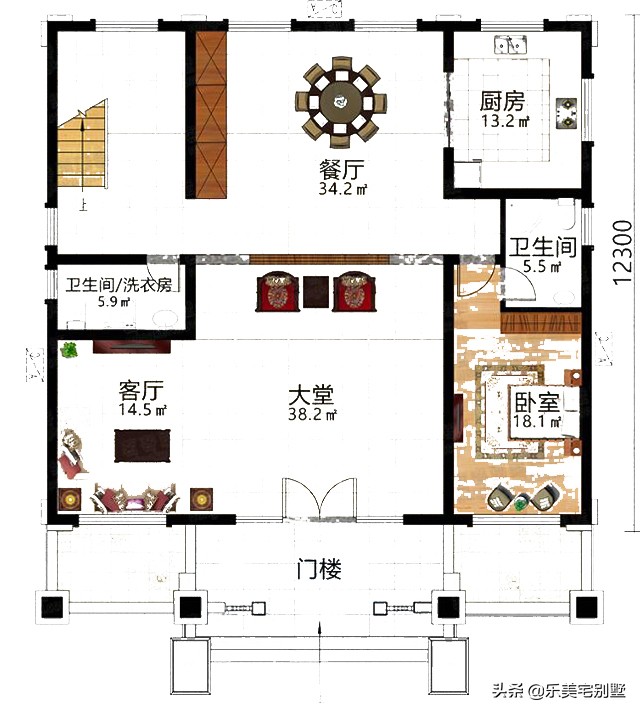 13米x10米农村自建房二层别墅内部,占地80平米2层小别墅设计图预算