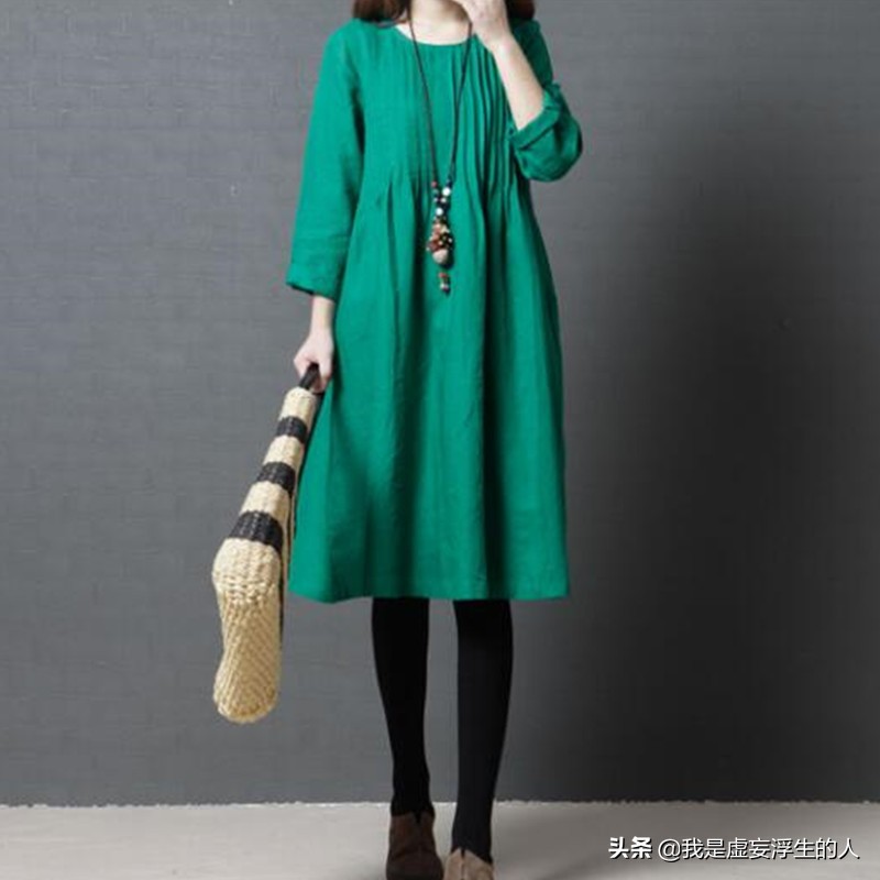 棉麻韩版宽松连衣裙120斤到220斤,宽松棉麻连衣裙高端大气上档次