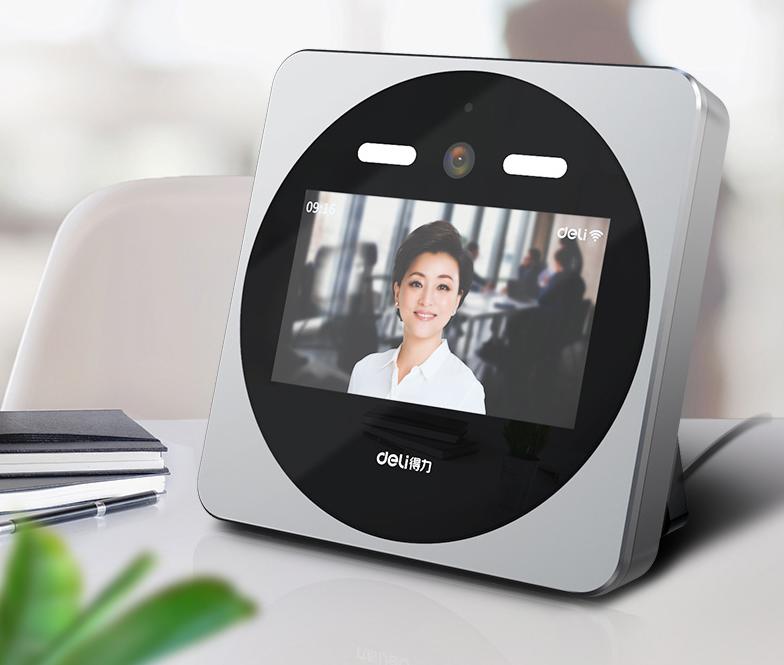 最省事简单全智能考勤机,得力人脸识别打卡机考勤机