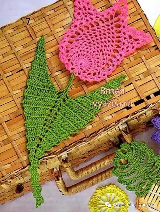 树叶钩针编织大全图解,树枝树叶的编织图解