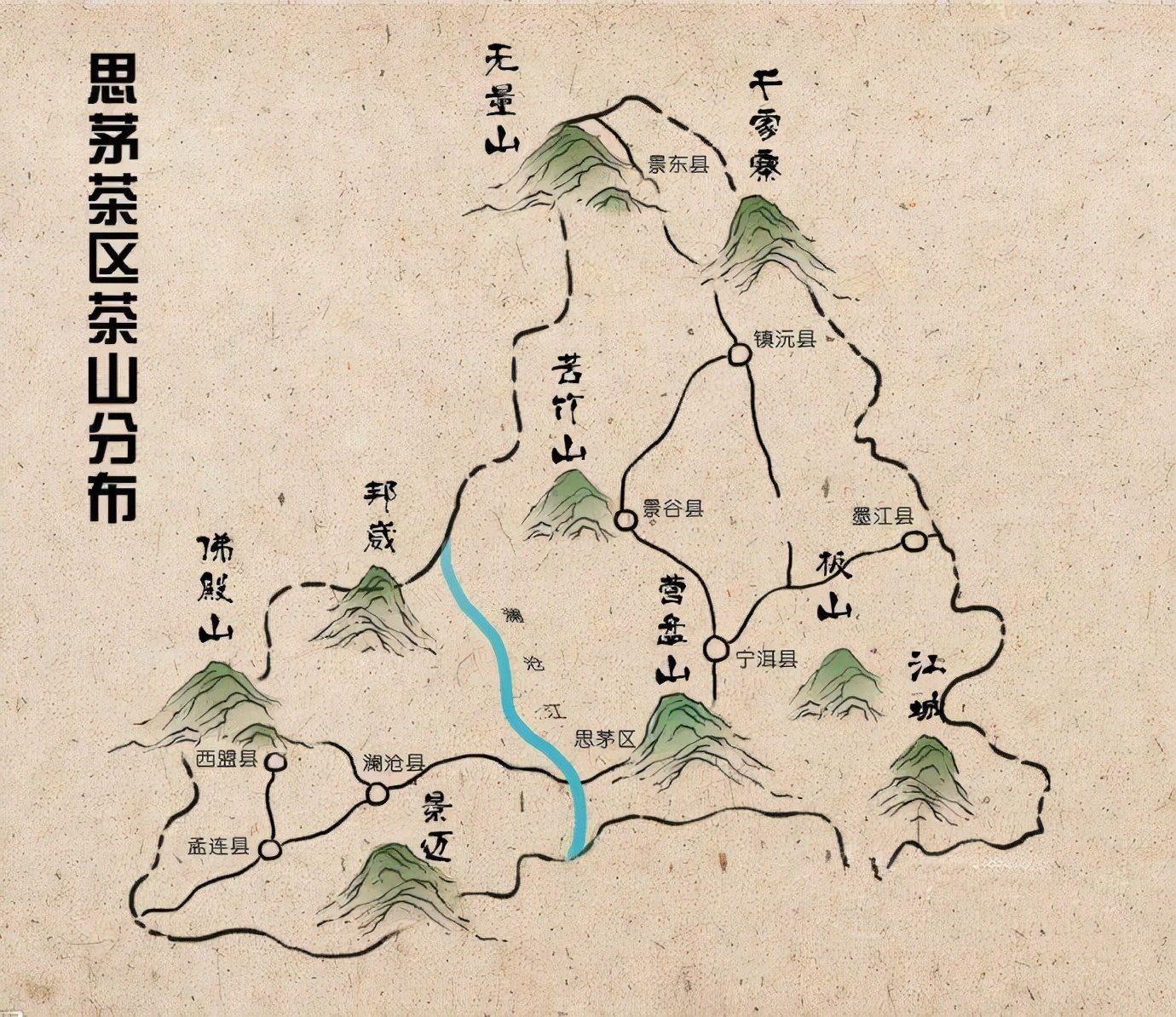 普洱茶四大产区和六大茶山,普洱茶六大产区和六大茶山地图
