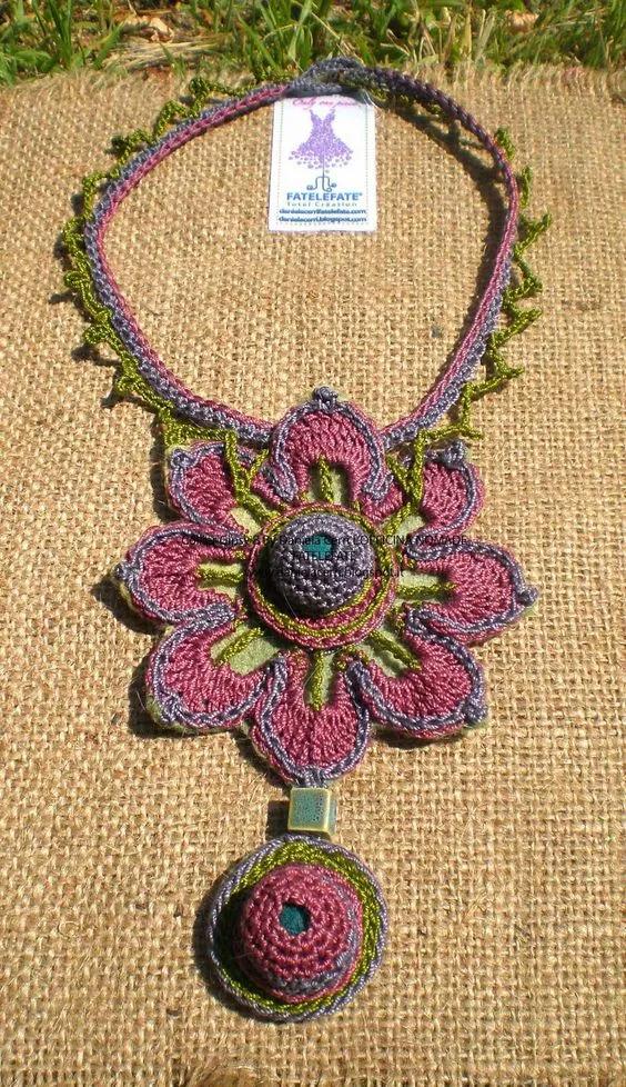 毛线钩织项链配饰教程,毛线钩织各种款式项链视频教程