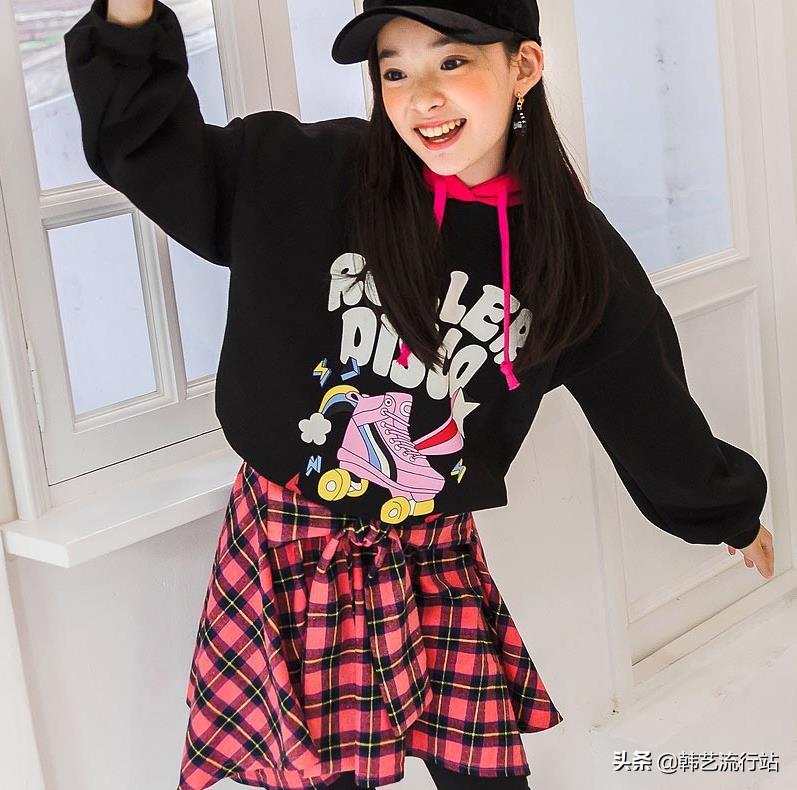 女童韩系风加绒连帽卫衣,2019秋女童流行卫衣