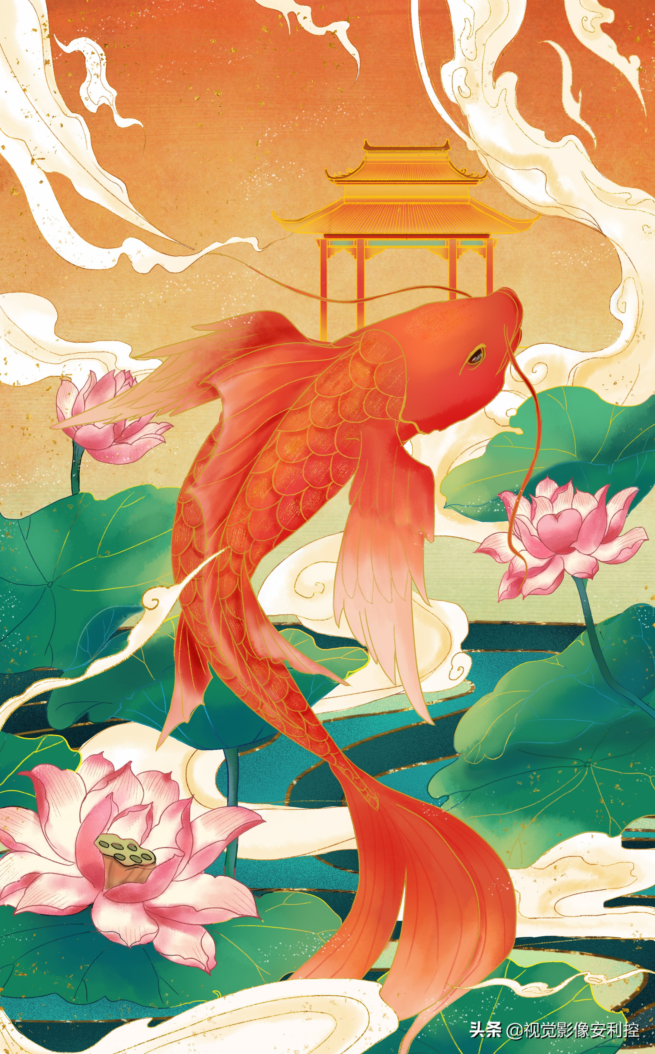 好运招财锦鲤图片壁纸,新年壁纸锦鲤附体好运滚滚而来