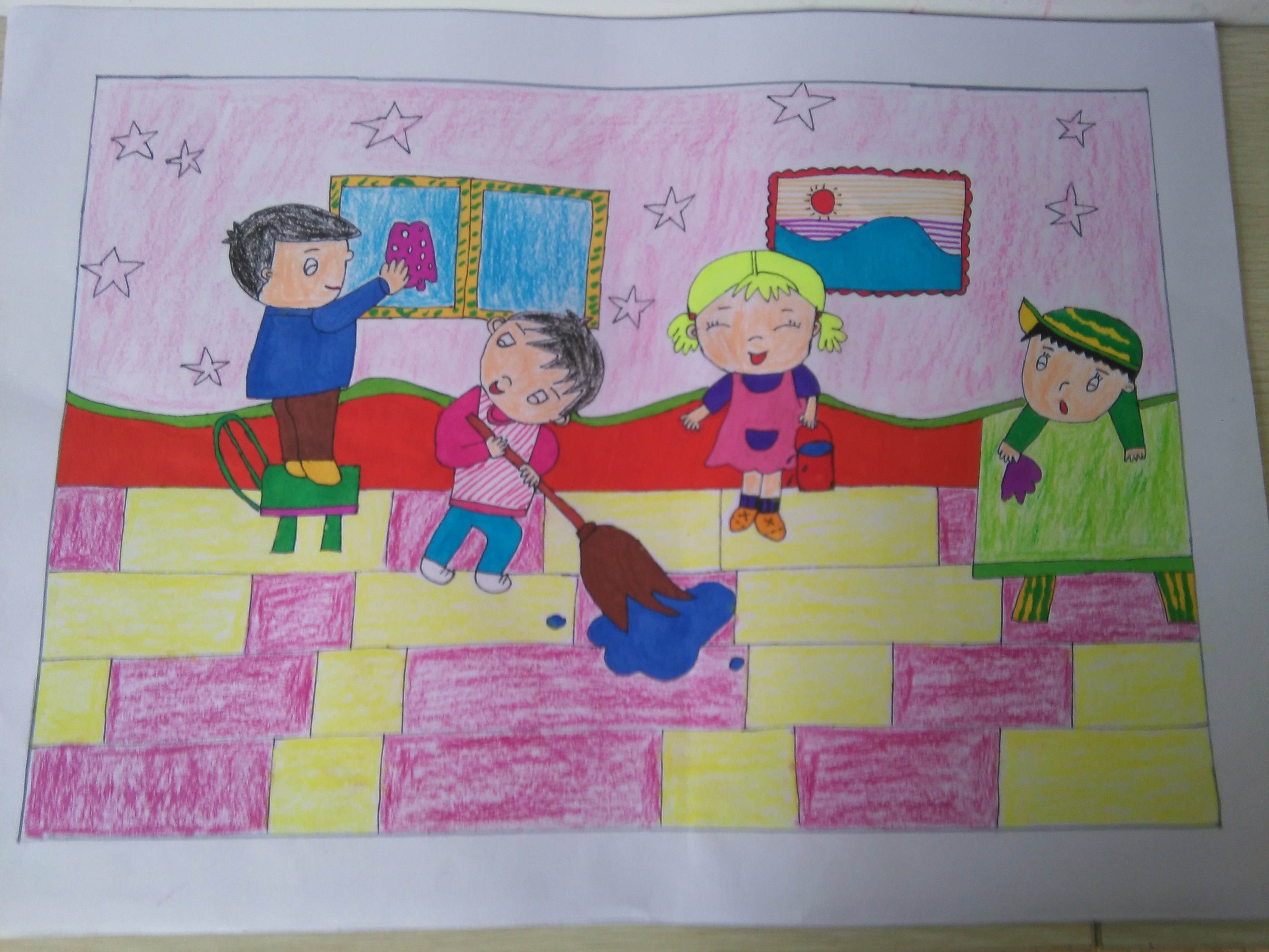 少女心爆棚的又简单的简笔画,安静女孩彩色简单简笔画图片