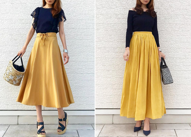 半身裙主要怎么搭配呢,一条半身裙的各种搭配