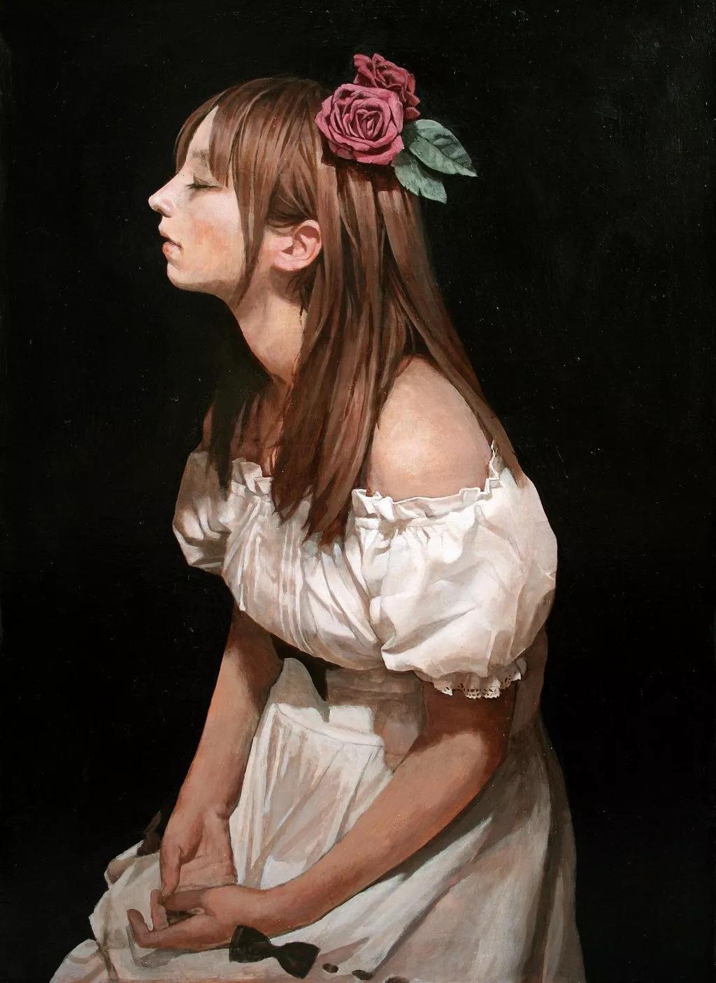 油画日系动漫,油画里的唯美少女