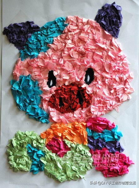 用圆纸片手工制作圣诞贴画,奇妙的纸片贴画手工