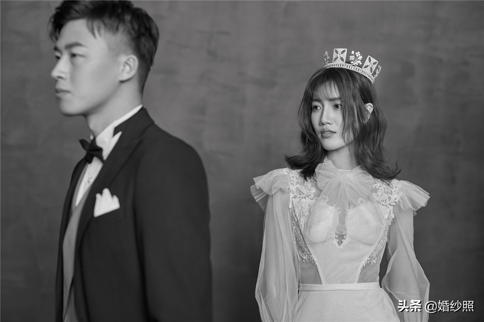 黑背婚纱照效果图,黑色调婚纱照古典