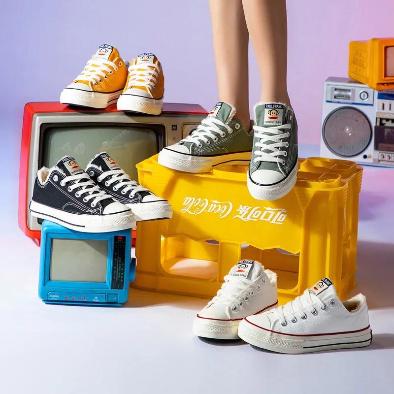 大嘴猴帆布鞋儿童加绒,女保暖鞋加绒加厚正品大嘴猴