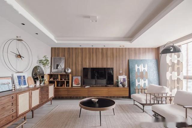 原木风吊顶效果图客厅简约,简约原木风