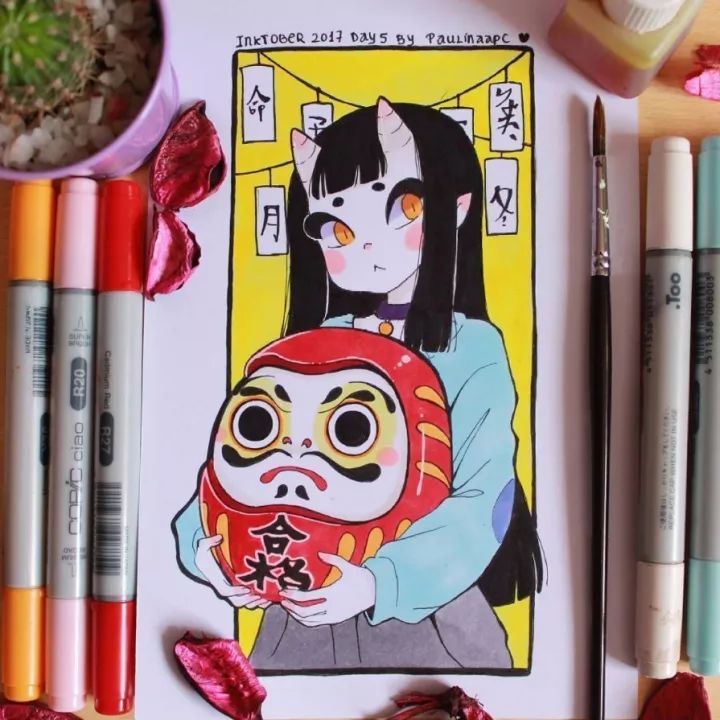 马克笔插画我是小妖怪,马克笔手绘插画清新