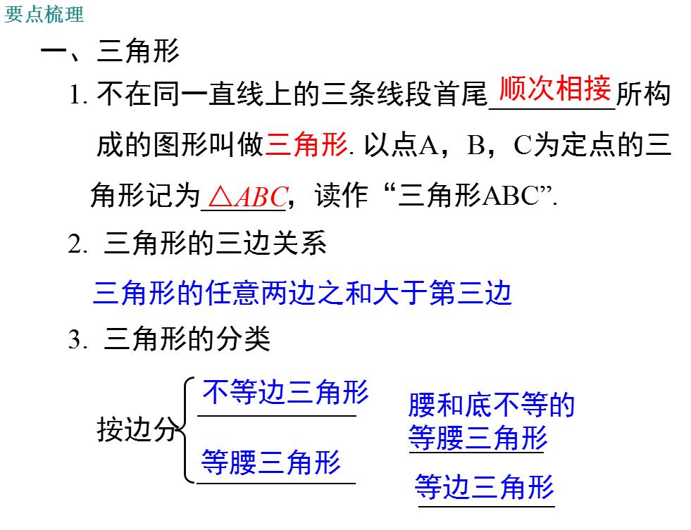 初一数学三角形课件,初中三角形复习ppt