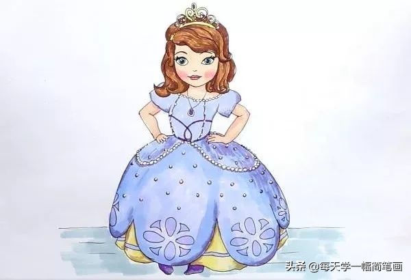 小公主苏菲亚头顶上的皇冠简笔画,小公主苏菲亚变成美人鱼的简笔画