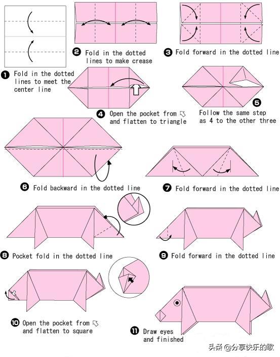 折纸十二生肖羊教程视频,动物折纸十二生肖简单折法