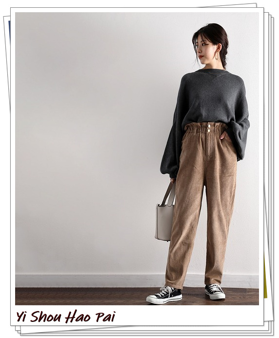 灯芯绒裤子颜色搭配,棕色灯芯绒裤子秋冬搭配