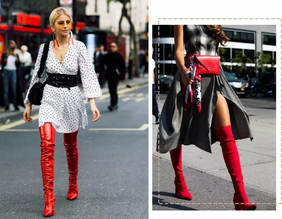 袜靴裙装解锁超能打的时髦组合,袜靴穿搭裙子