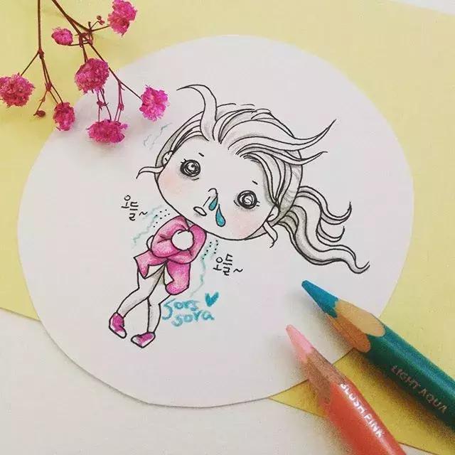 哈士奇的简笔画图片用彩铅画的,儿童彩铅简笔画6-12岁美观小人