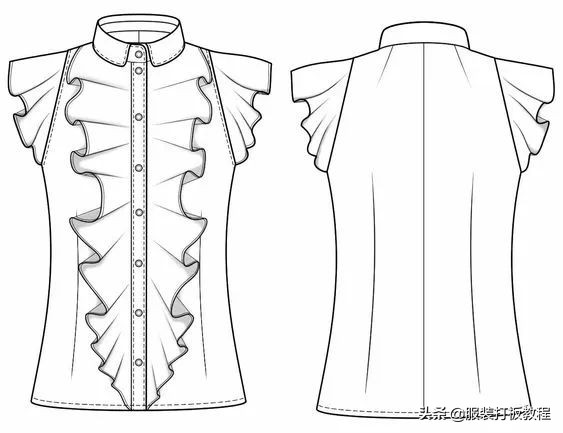 长袖衬衫裁剪教程来了,简单衬衫制版图