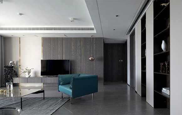 金属灰背景墙效果图,灰色装修风格现代简约电视背景墙