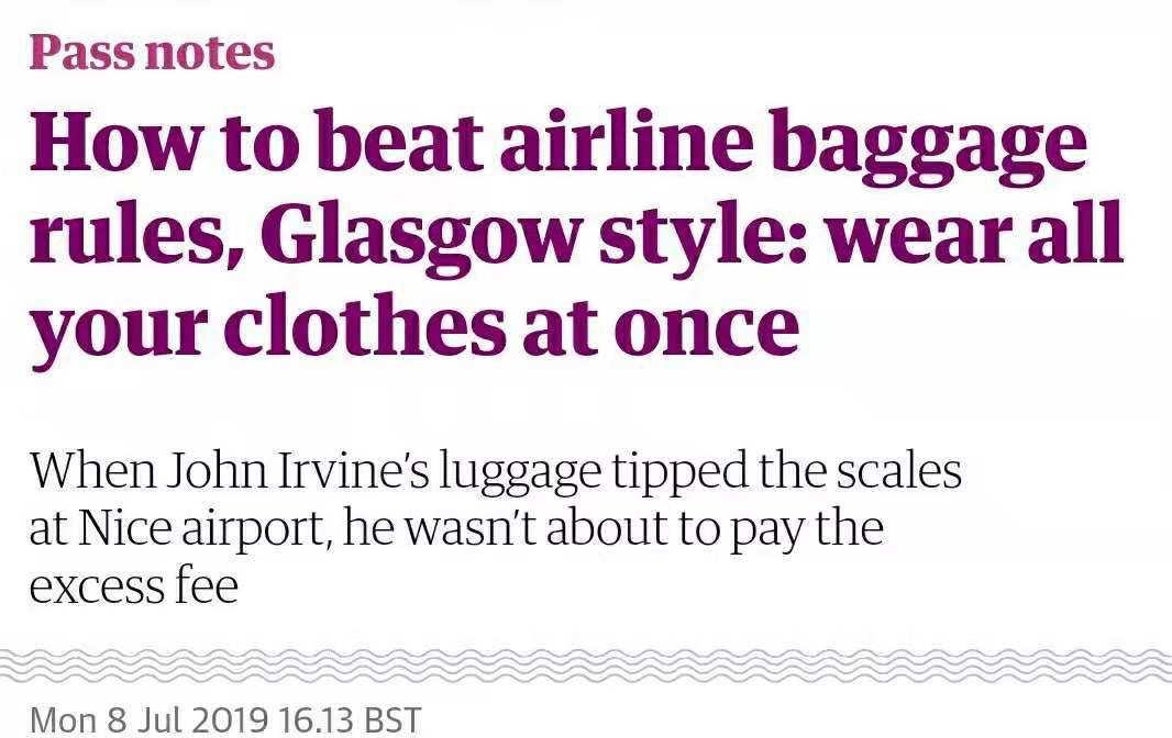 机智如我！行李超重8公斤，“省钱爸”15件衣服穿身上免96英镑