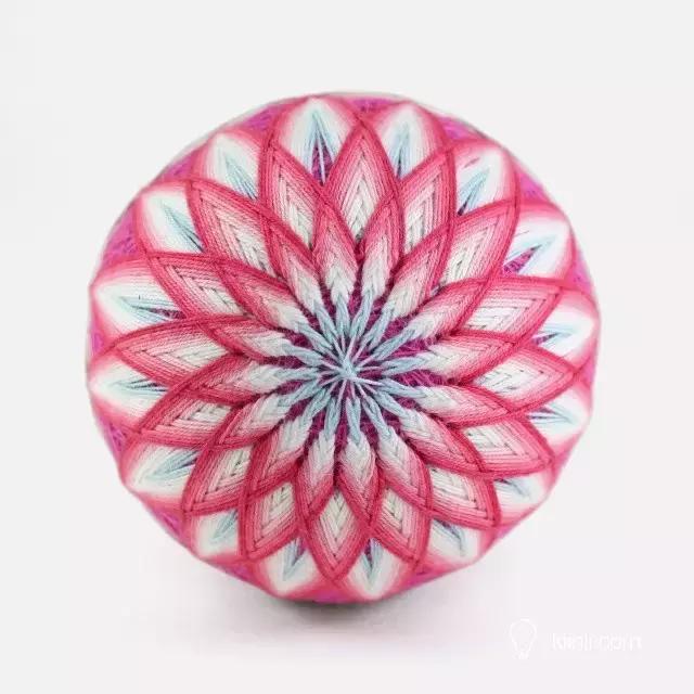 红底樱花手鞠球编织视频,大唐手鞠球编织教程