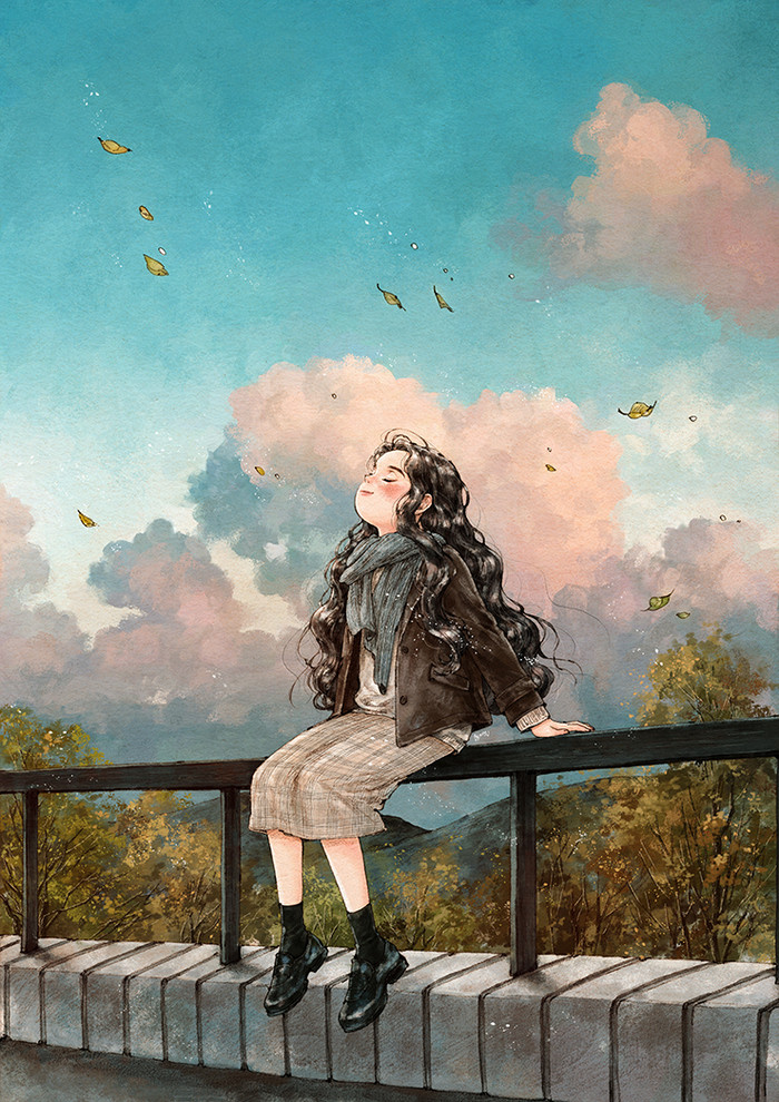 韩国插画师森林女孩日记图文,水彩插画森林女孩日记