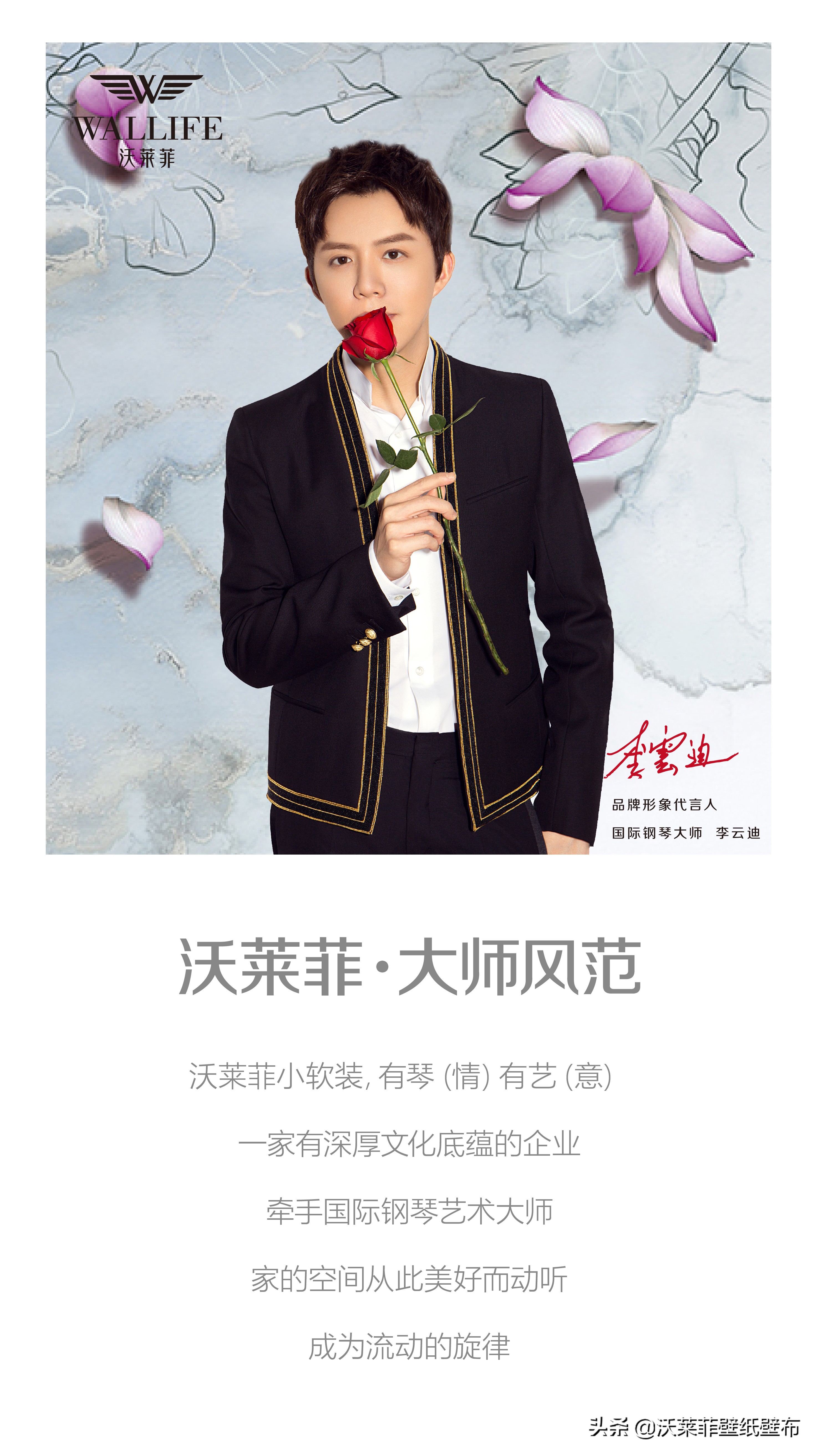 沃莱菲墙布代言人是谁,李云迪代言钢琴品牌是什么牌子的