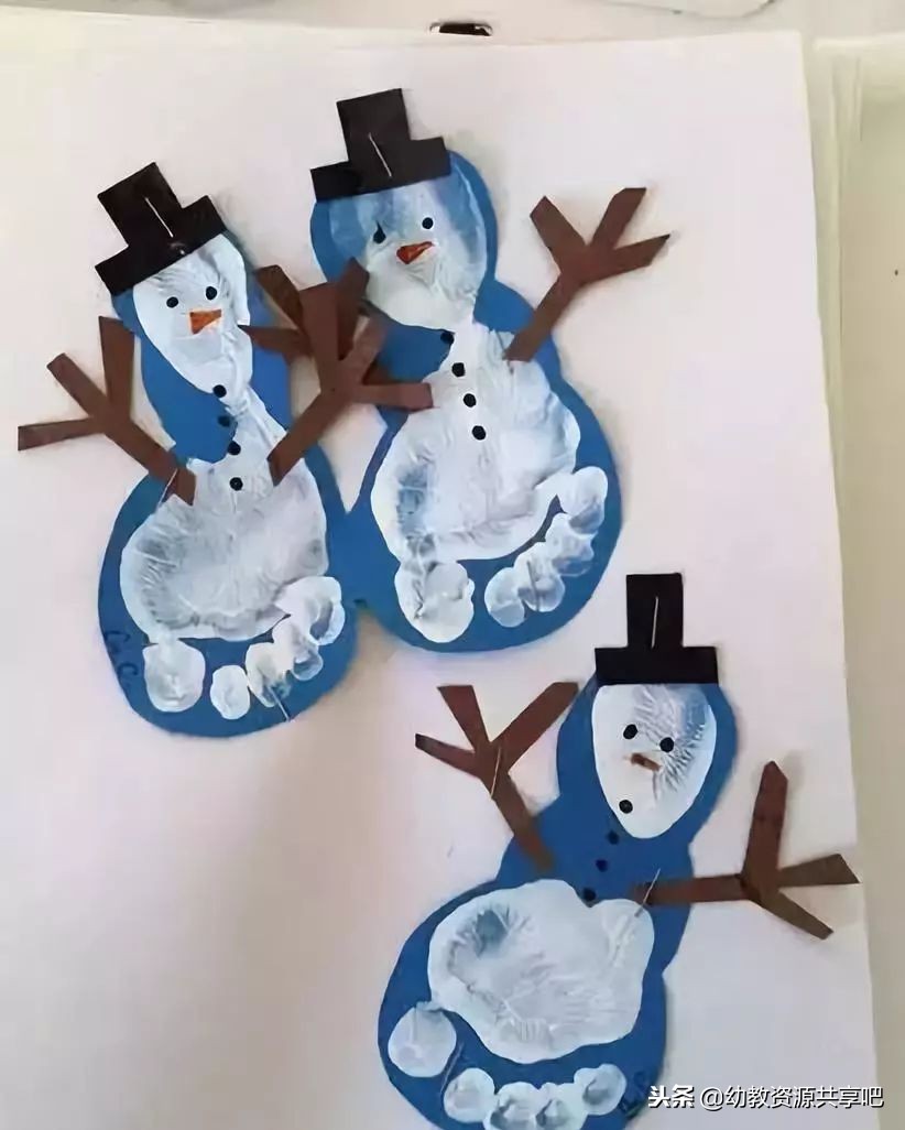 幼儿园冬季手工绘画漂亮,冬天手工画幼儿园简单