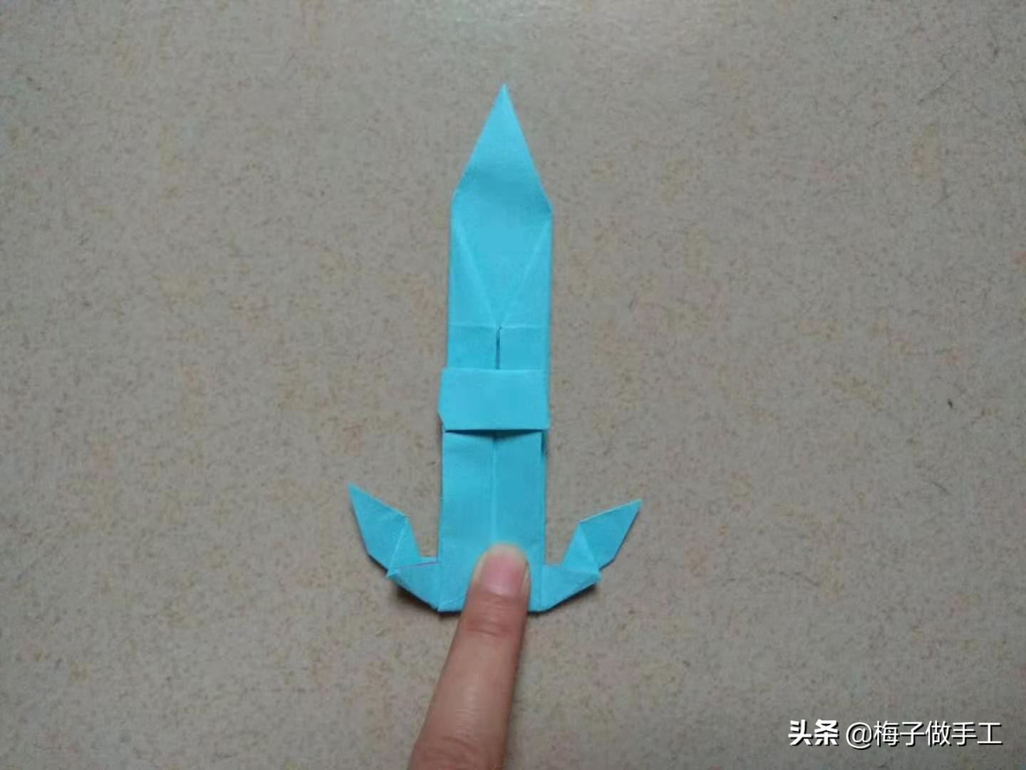 儿童手工折纸简单3-5岁宝剑,儿童手工折纸宝剑简单版慢教程