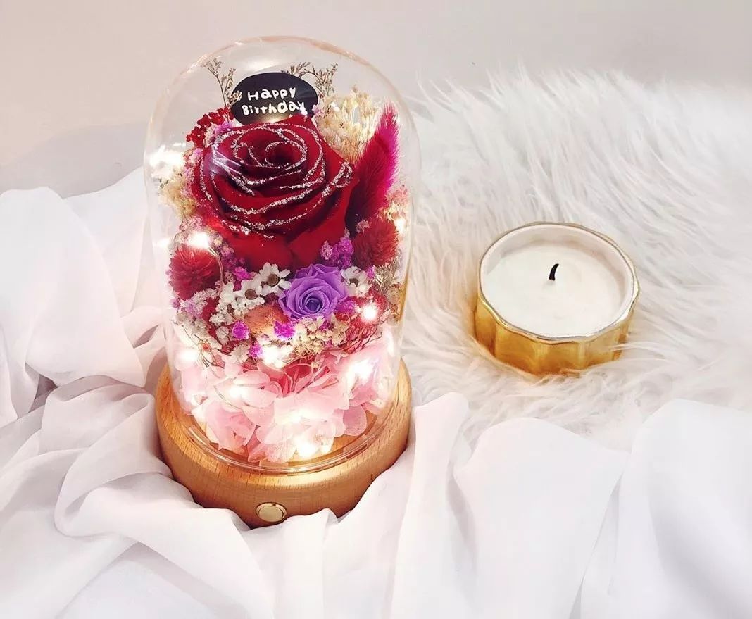 新款永生花玻璃罩,玻璃罩永生花手工diy制作