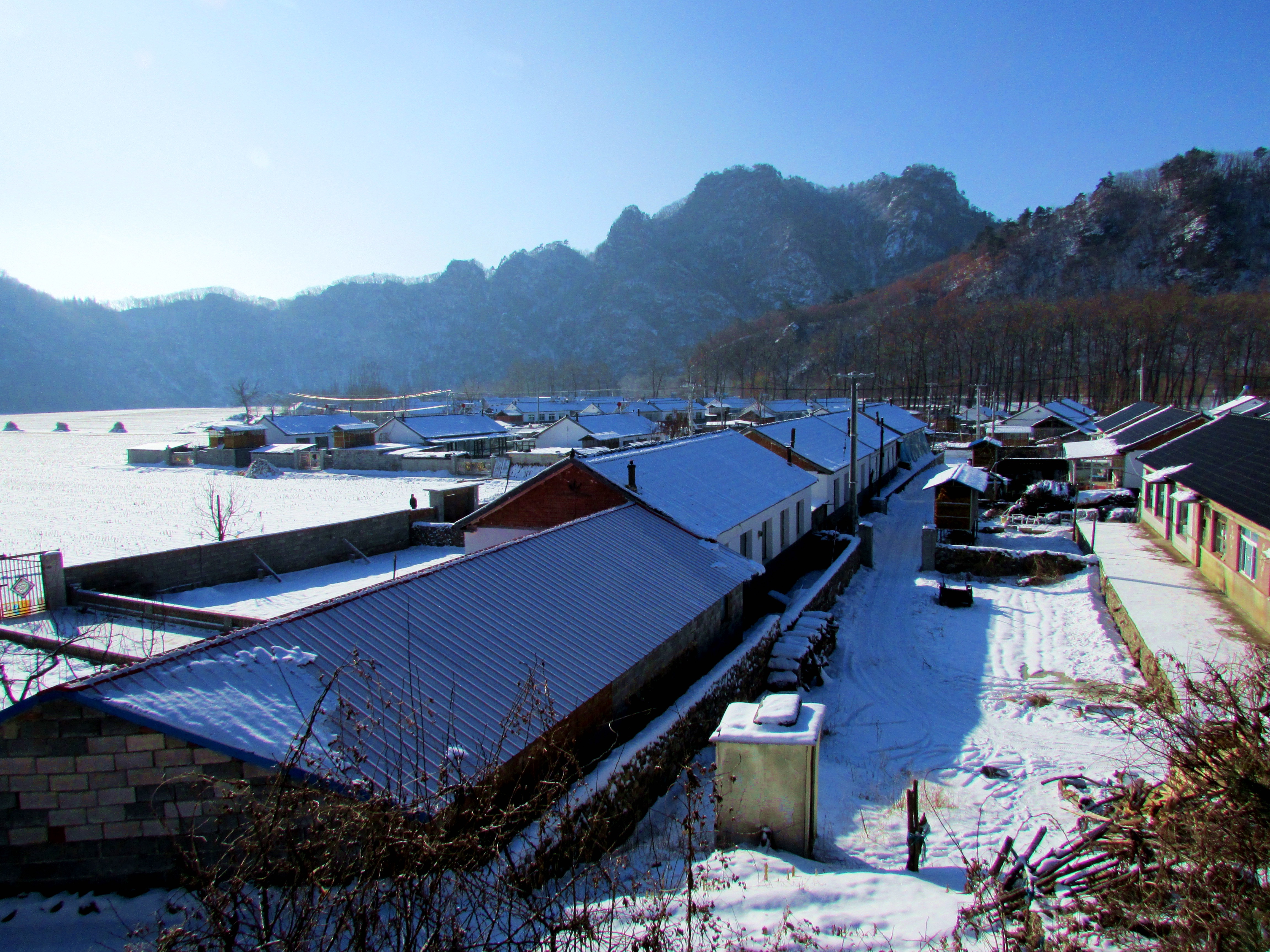 本溪湖里村冬季景色,本溪湖里村景色视频