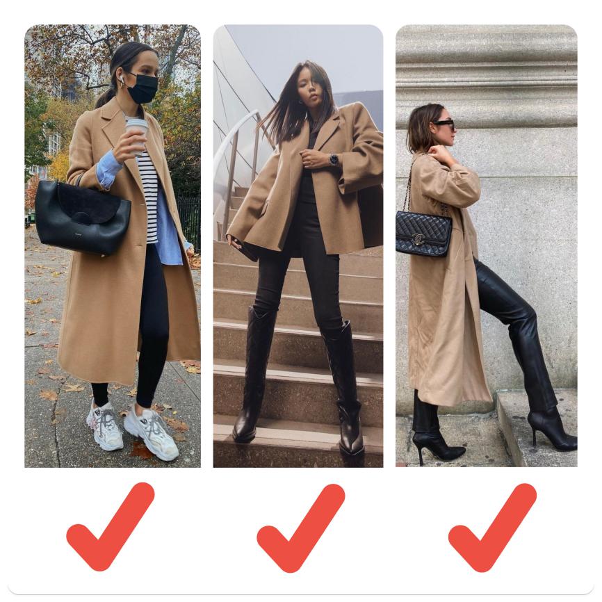 驼色大衣的10种经典穿法,驼色大衣穿搭减龄街拍