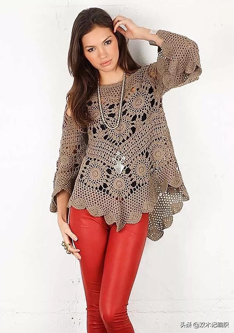 短款钩针衫图解,钩针衫款式
