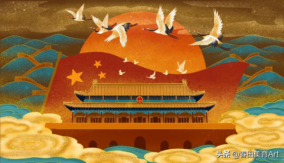 欢度国庆美术课,4-6岁少儿美术课程中秋节