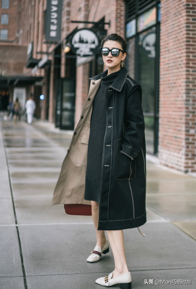 马丁靴风衣怎么搭配好看,黑色风衣搭配棕色马丁靴鞋