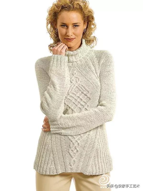 棒针女士v领毛衣教程,百搭春季女士棒针套头毛衣