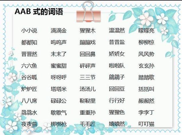 aabbabab式词语大全集,小学aabc式词语大全