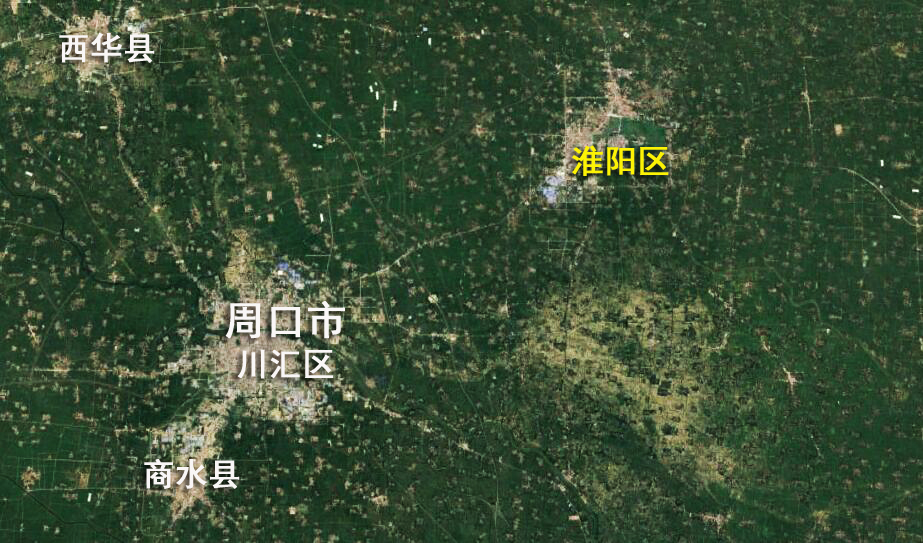 卫星上看河南周口淮阳区：坐拥国内最大环城湖，城区位于岛屿上