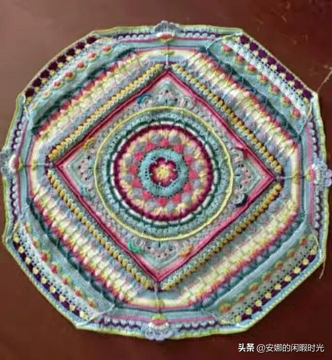 曼陀罗毯子编织教程,苏菲花园曼陀罗毯子钩法高清图解