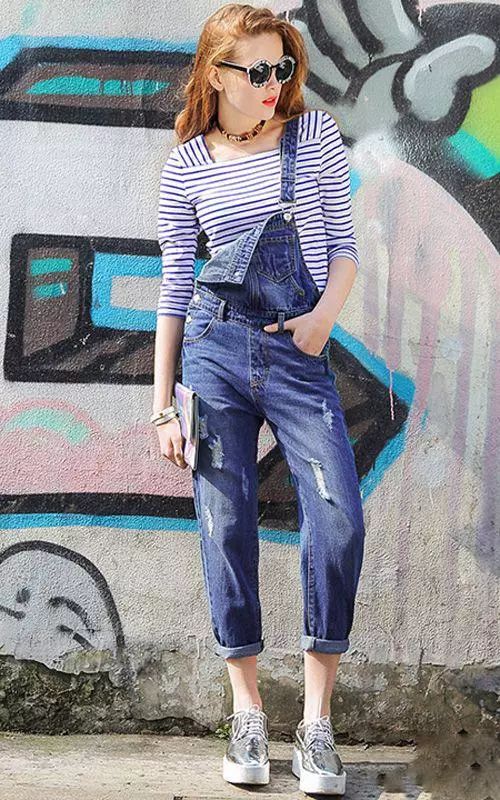 解锁背带裤新穿法街拍,背带裤十六种穿法