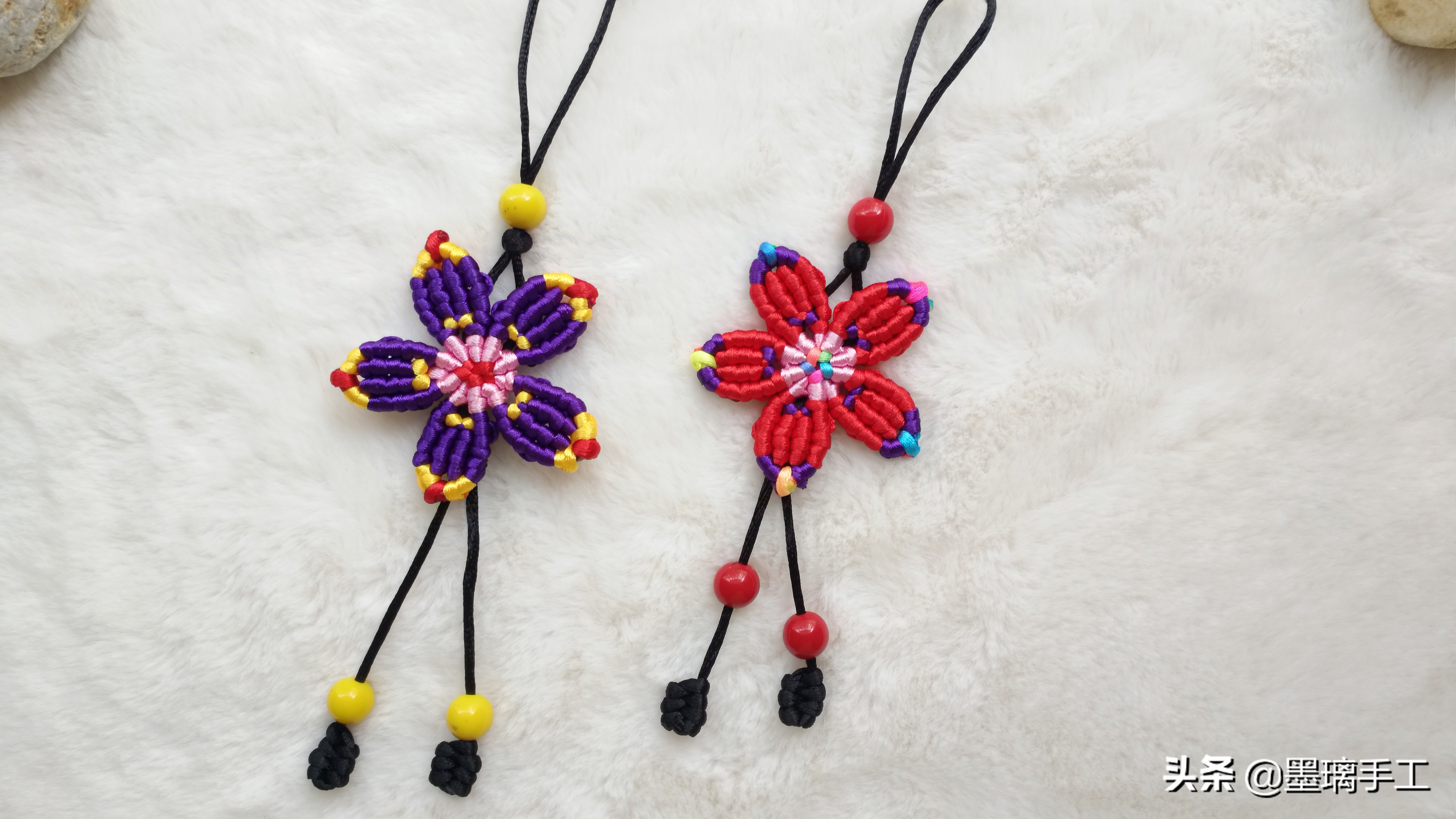 手工编绳大挂饰教程,手工编绳立体花朵挂毯视频教程