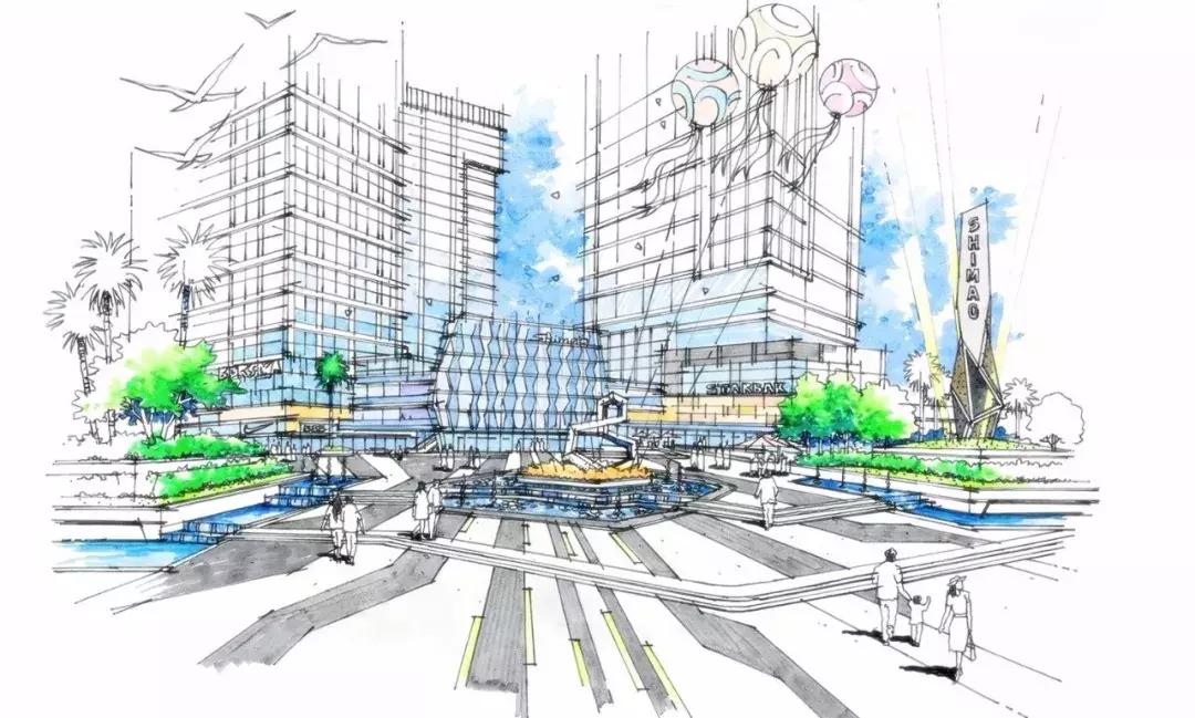 手绘效果图设计详解,干货五幅景观手绘效果图步骤图解