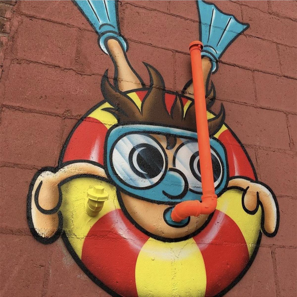 创意水管墙绘,水管彩绘简单又漂亮