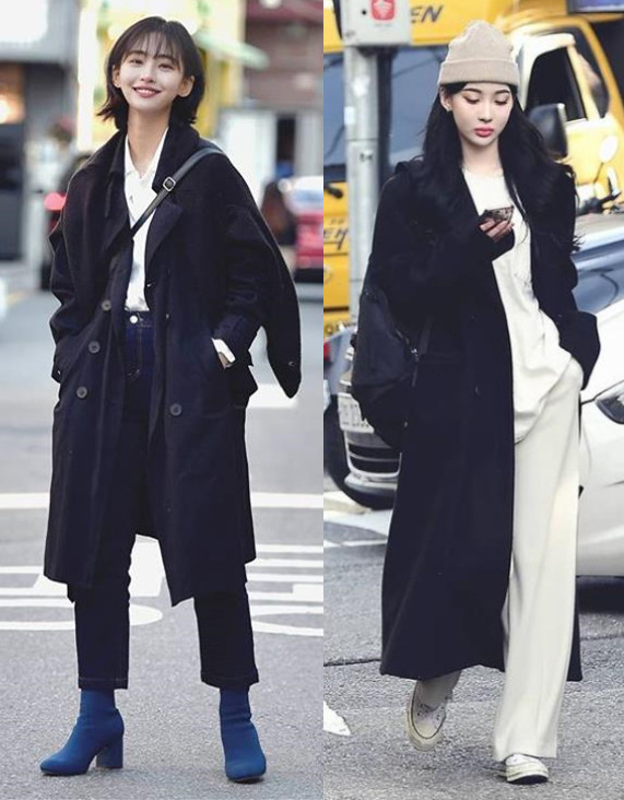 韩国风黑大衣如何搭配的,韩版黑色大衣配什么内搭最好看