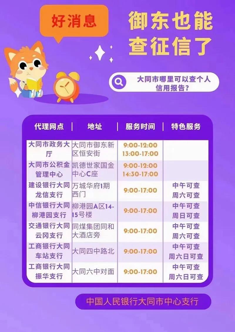 增设信用报告自助查询机,大同政务大厅能不能查征信