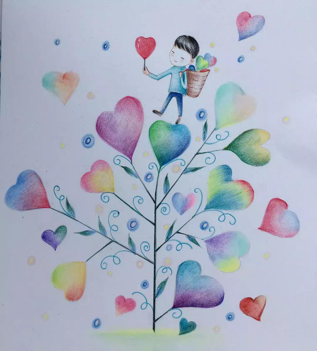 初学彩铅如何练习叠色,初学者彩铅画教学风景