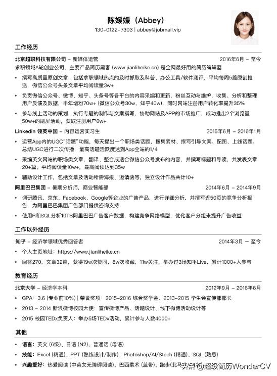 简历工作内容怎么写模板,简历工作经历怎么规范写模板